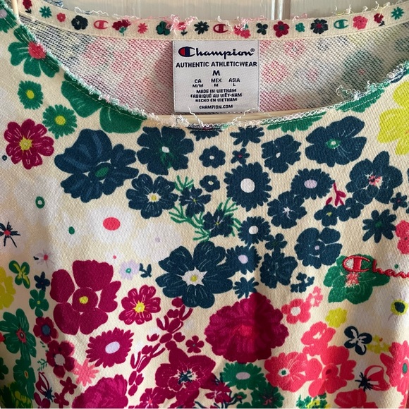 Champion Campus Floral Print French Terry Sweatshirt Size Medium - Picture 5 of 6